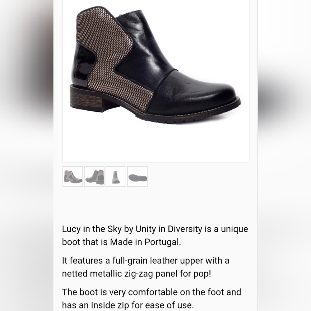 UNITY IN DIVERSITY Lucy In The Sky black boots size 39